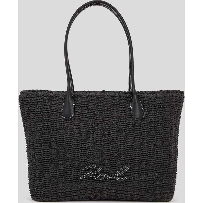 K/Signature small woven beach tote bag
