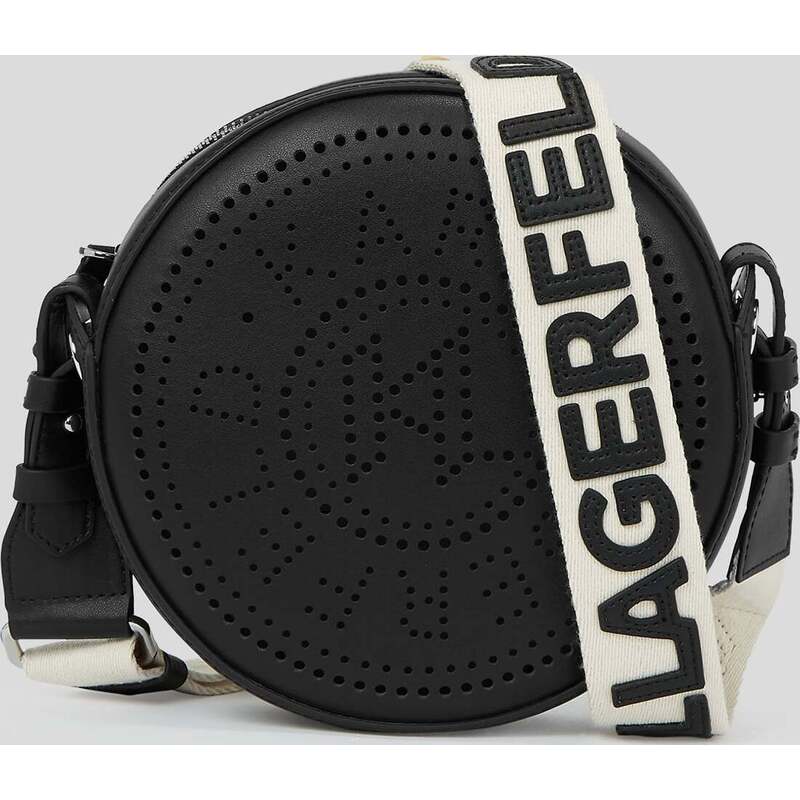 K/CIRCLE EMBOSSED LOGO ROUND CROSSBODY BAG