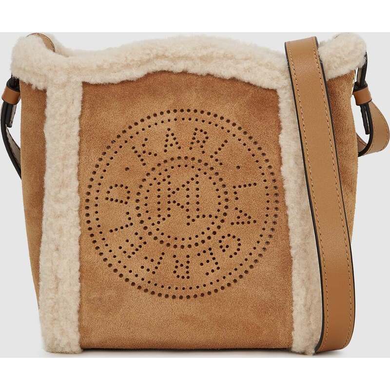K/Circle small shearling bucket bag