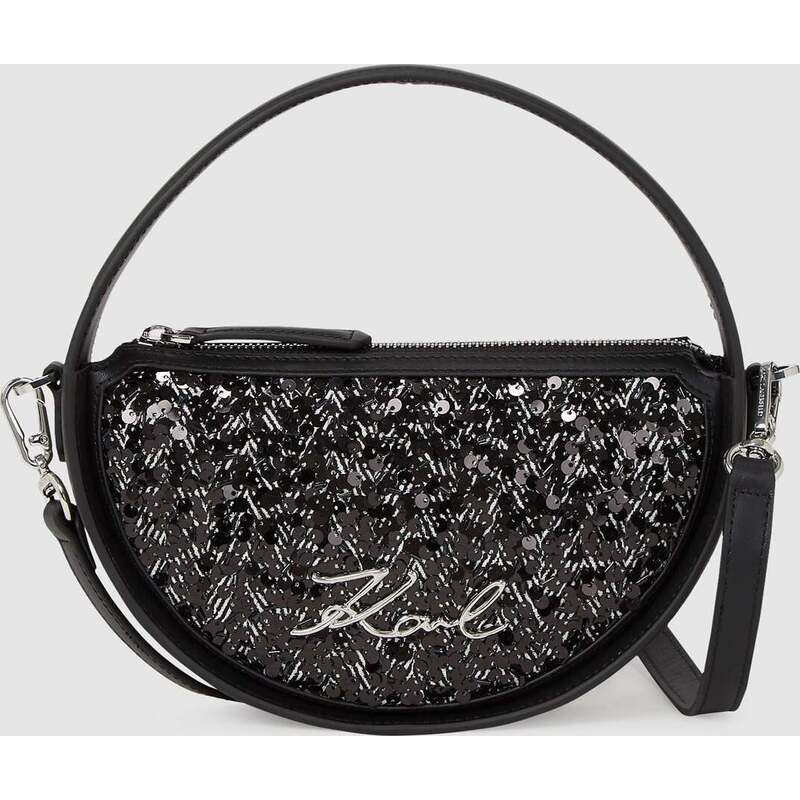 K/Signature sequin round crossbody bag