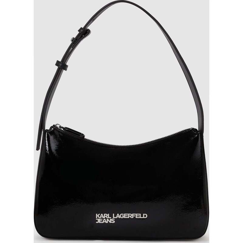 Logo shiny shoulder bag