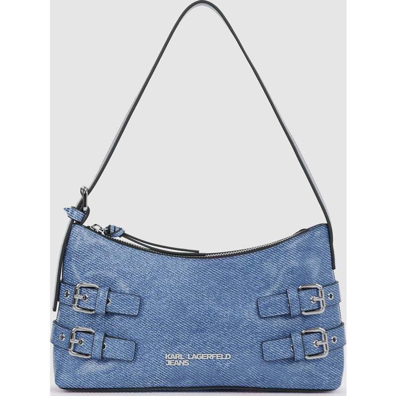 Denim buckle shoulder bag