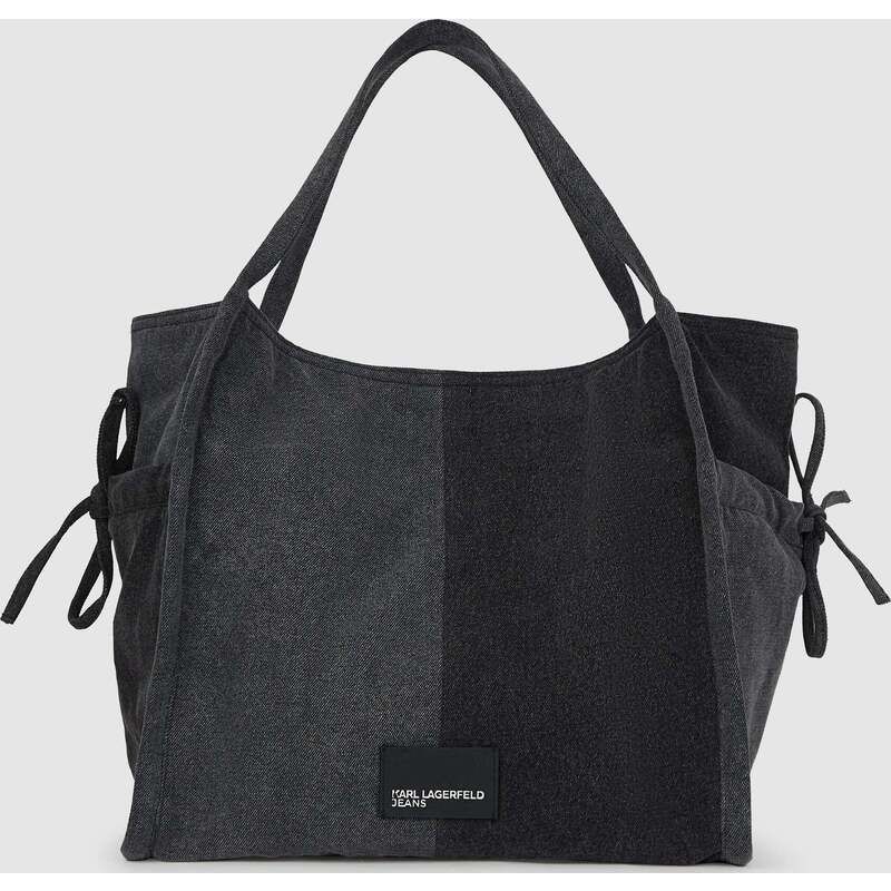 Two-tone denim shopper