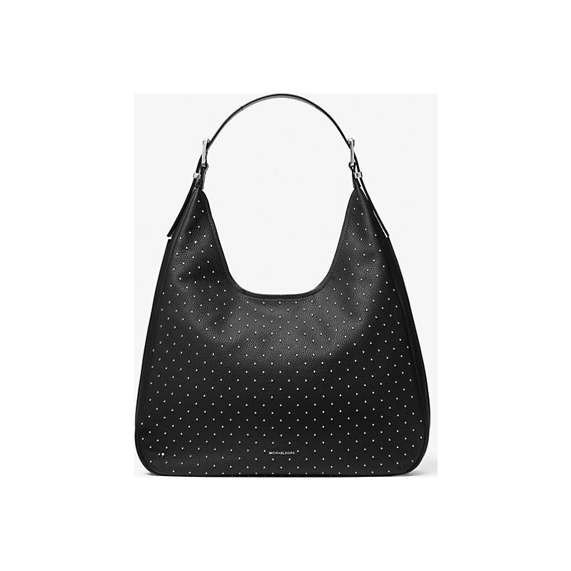 Nolita Large Studded Pebbled Leather Hobo Shoulder Bag