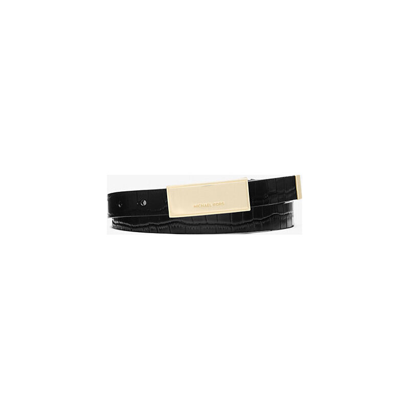 Crocodile Embossed Leather Plaque Belt