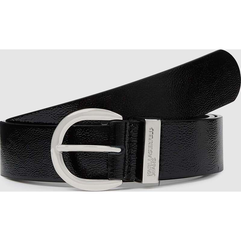 Round buckle leather belt