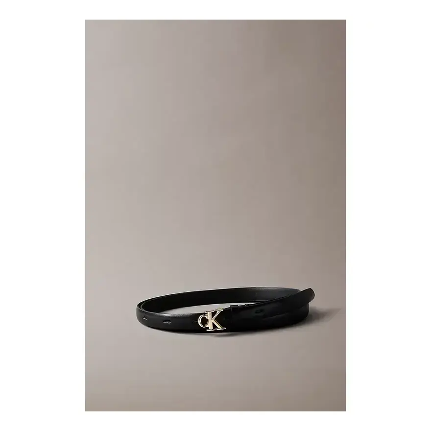 Ceinture skinny en cuir pleine fleur avec logo