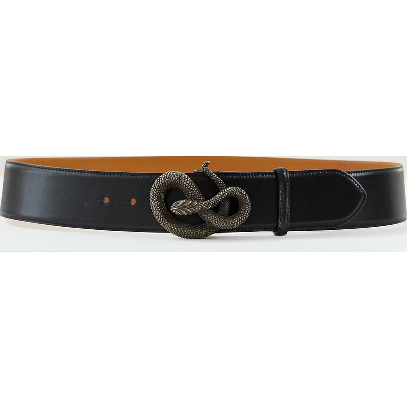 2002 Snake-Buckle Leather Belt - Size M